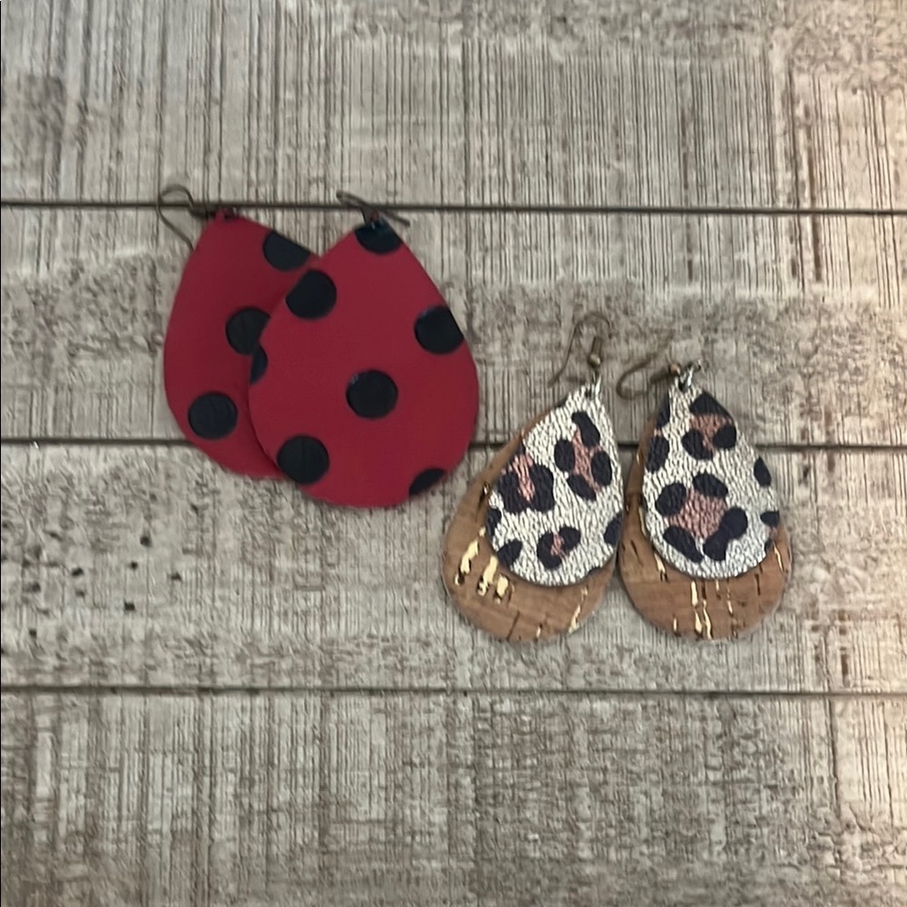 Polka Dot and Leopard Print Kids Earrings Set